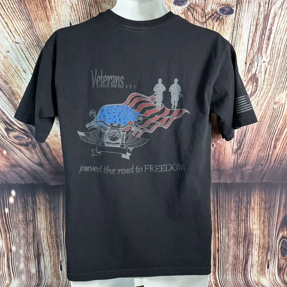 American Vtg Labor Union UAW Local 2209 Indiana Sz Medium Veterans Ride T Shirt - Picture 4 of 10